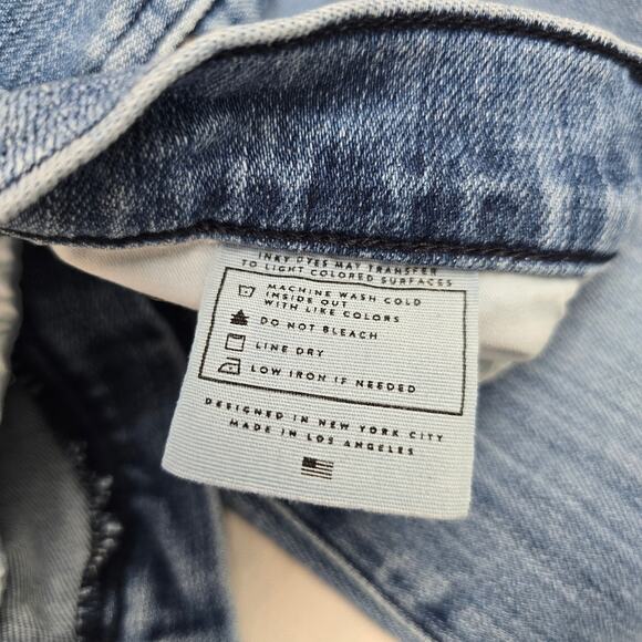 AYR The Bomb Pop Straight Leg Raw Hem High Rise Denim Blue Jeans Size 28 - Picture 14 of 16